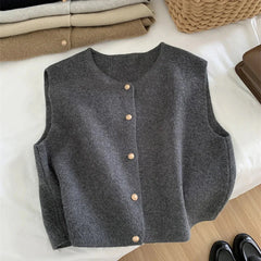 Knitted Sleeveless Casual Tops - Slim Fit
