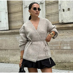 Lace-Up Knitted Cardigans