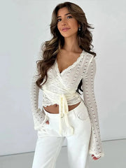 Lace V-Neck Slim Tee