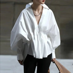 Lantern Sleeve Loose Pullover Blouse