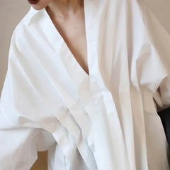 Lantern Sleeve Loose Pullover Blouse