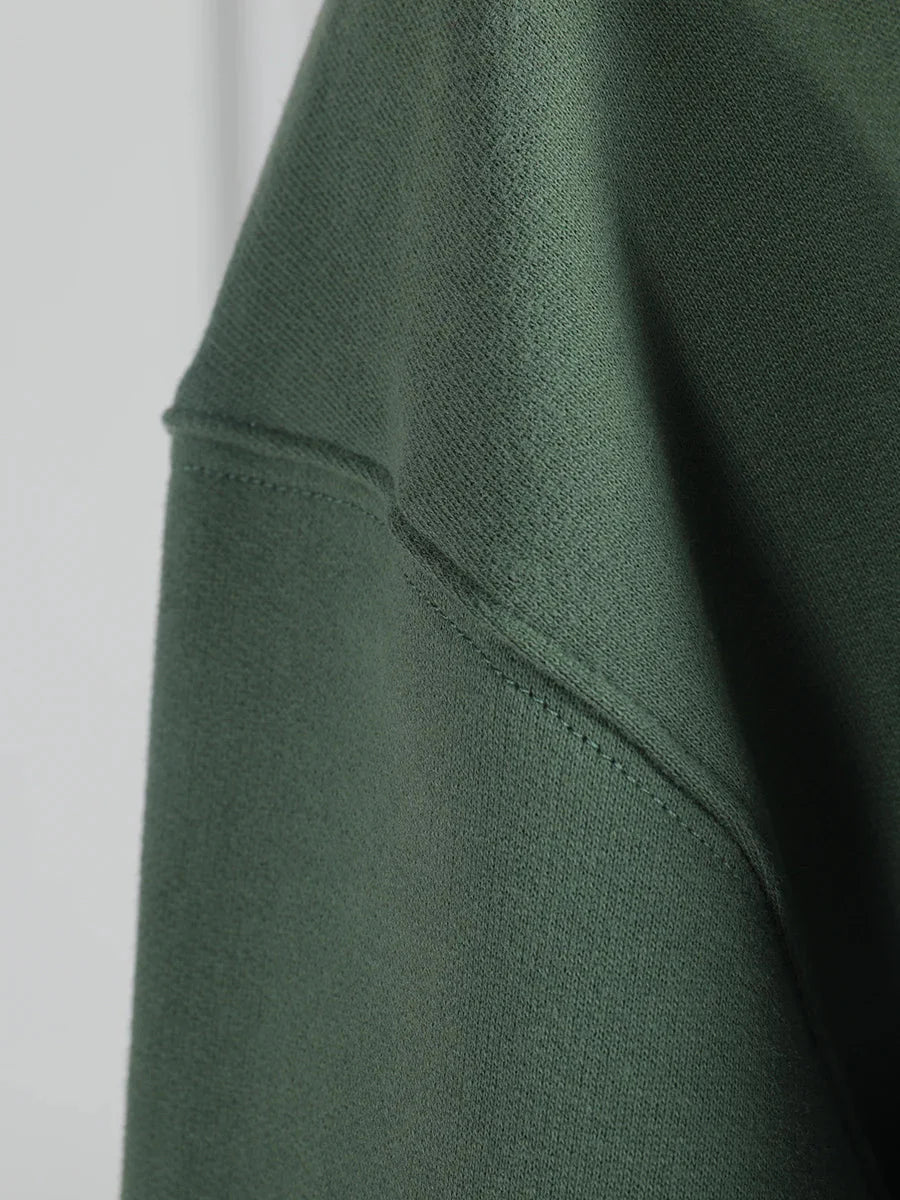 Letter Flocking Green Spring Autumn Vintage Sweatshirts Tops
