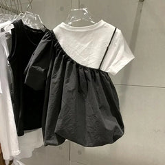 Letter Graphic Irregular Blouse Tops
