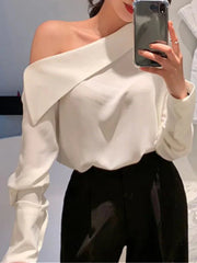 Long Sleeve Chic Elegance White Tops