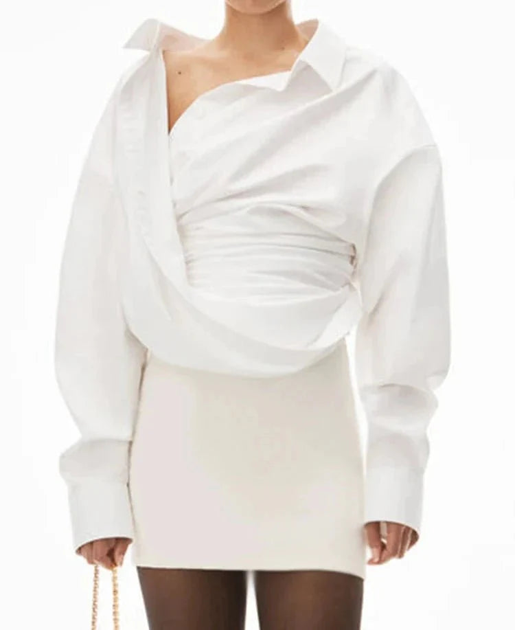 Long Sleeve Patchwork Button Casual Blouse
