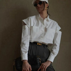 Long Sleeve Pockets Office Work Shirts