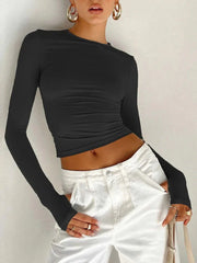 Long Sleeve Slim Fit Top with Thumb Holes