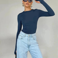 Long Sleeve Slim Fit Top with Thumb Holes