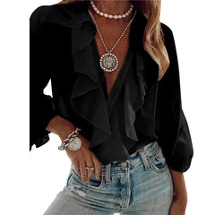 Loose Fit Long Sleeve V-Neck Top