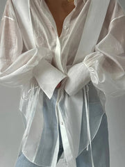 Loose Pink Cotton Classic Shirts
