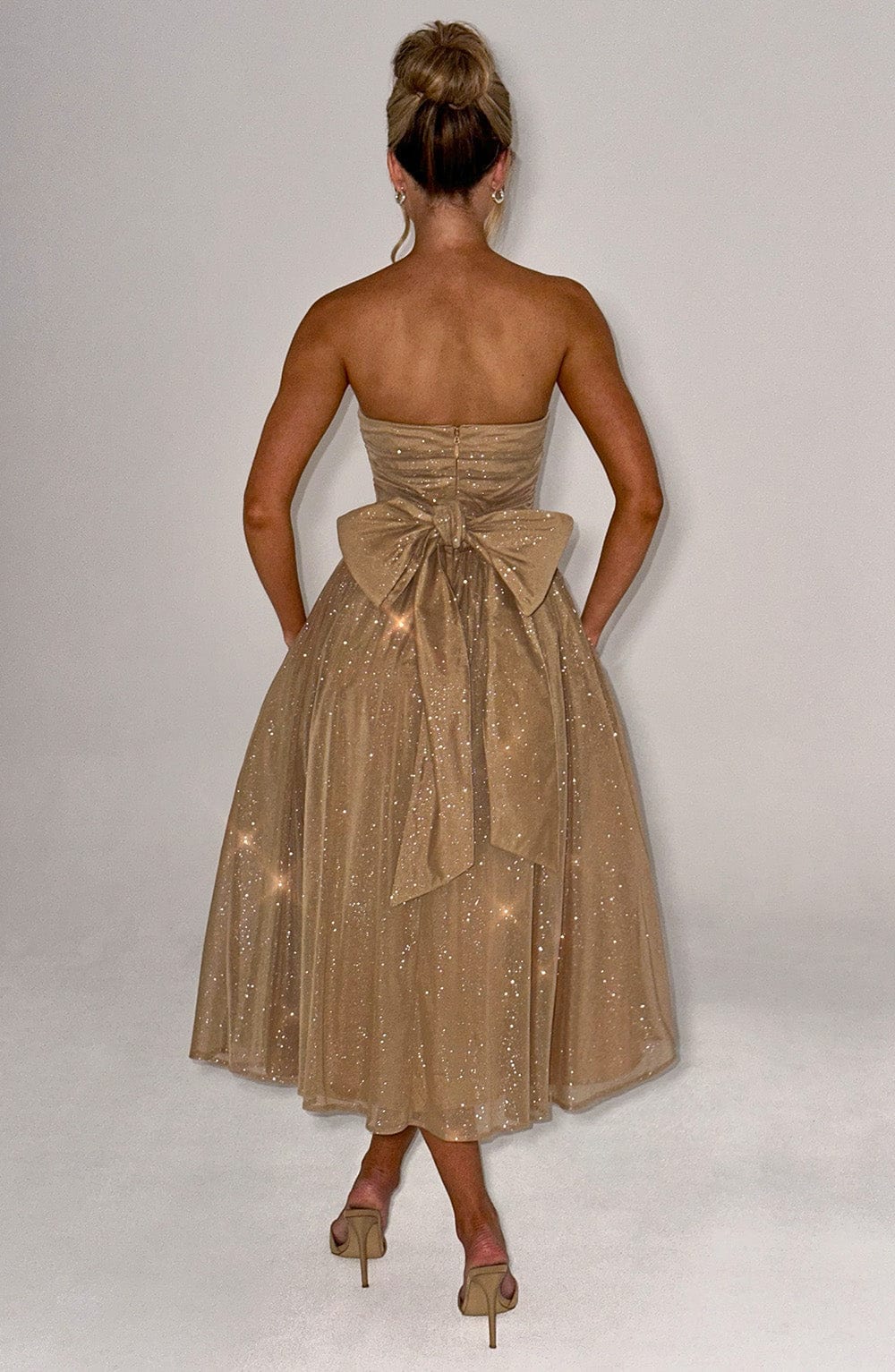 Marissa Midi Dress - Gold Sparkle Selfyy Marissa Midi Dress - Gold Sparkle Selfyy