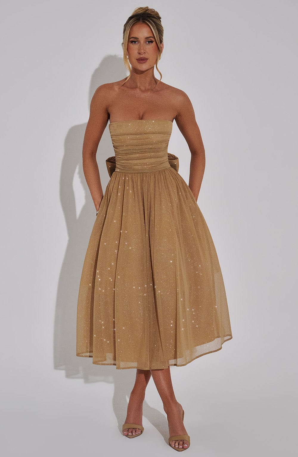 Marissa Midi Dress - Gold Sparkle Selfyy Marissa Midi Dress - Gold Sparkle Selfyy