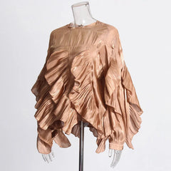 Minimalist Loose Ruffle Pullover Blouse