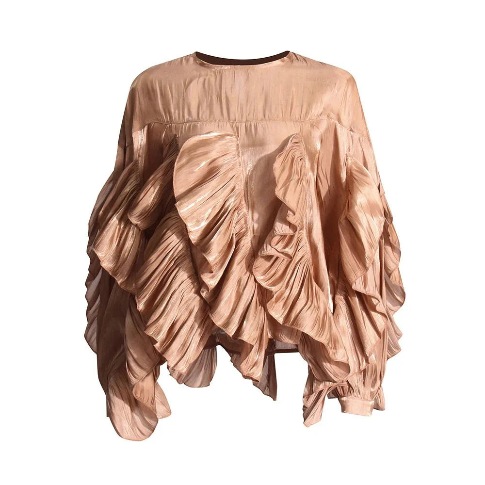 Minimalist Loose Ruffle Pullover Blouse