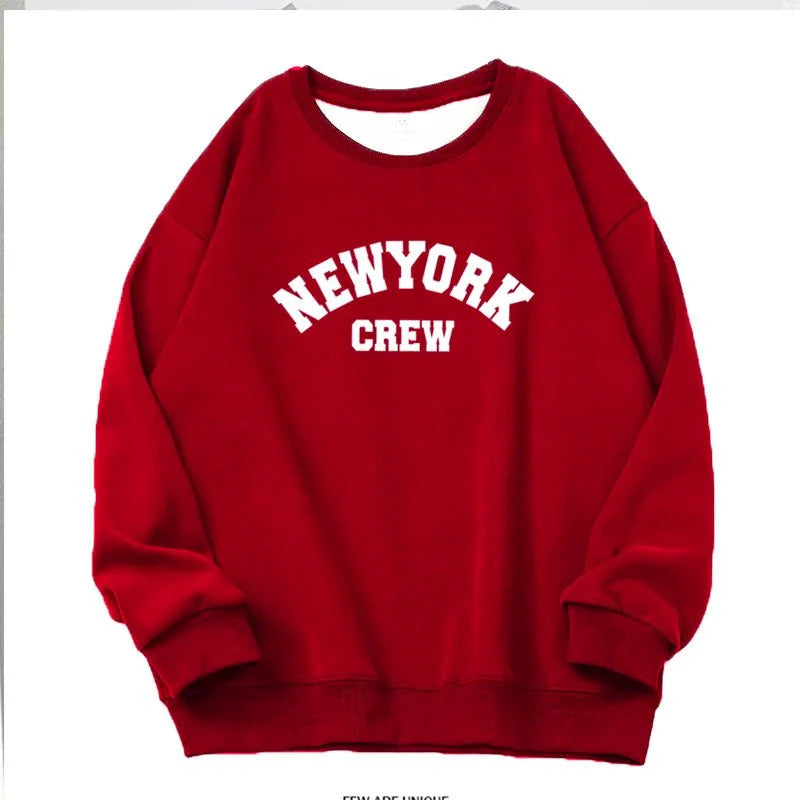 New York Letter Print Sweatshirt Long Sleeve Pullovers