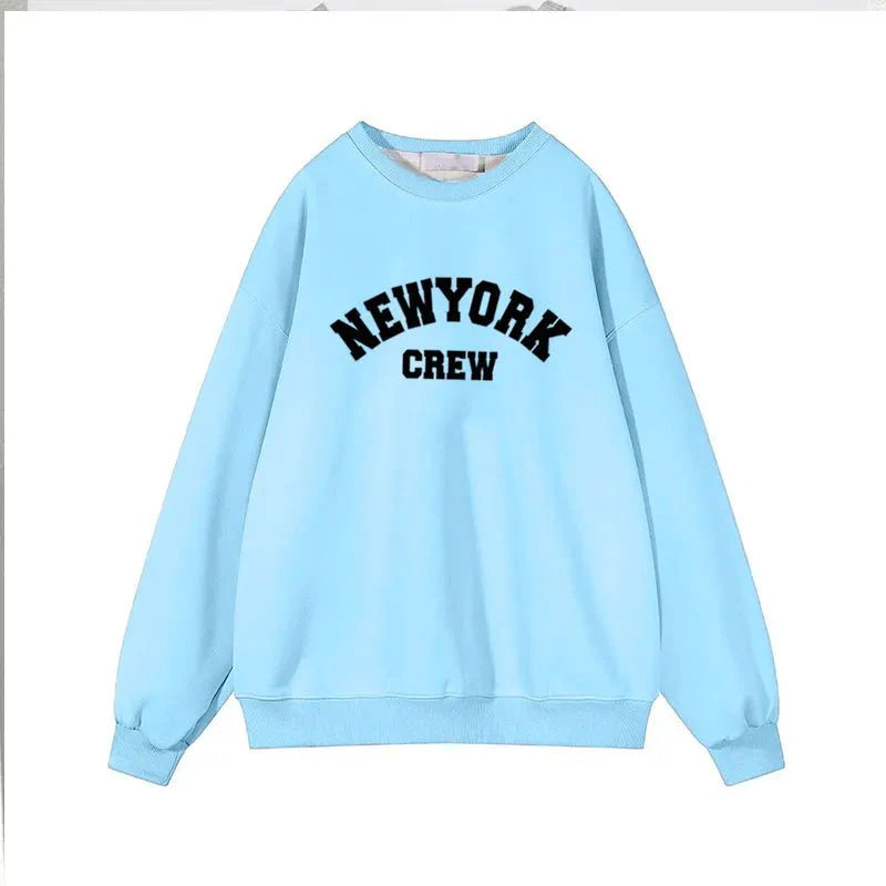 New York Letter Print Sweatshirt Long Sleeve Pullovers