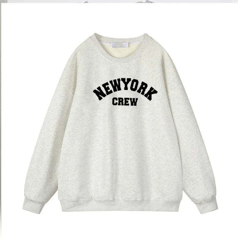New York Letter Print Sweatshirt Long Sleeve Pullovers