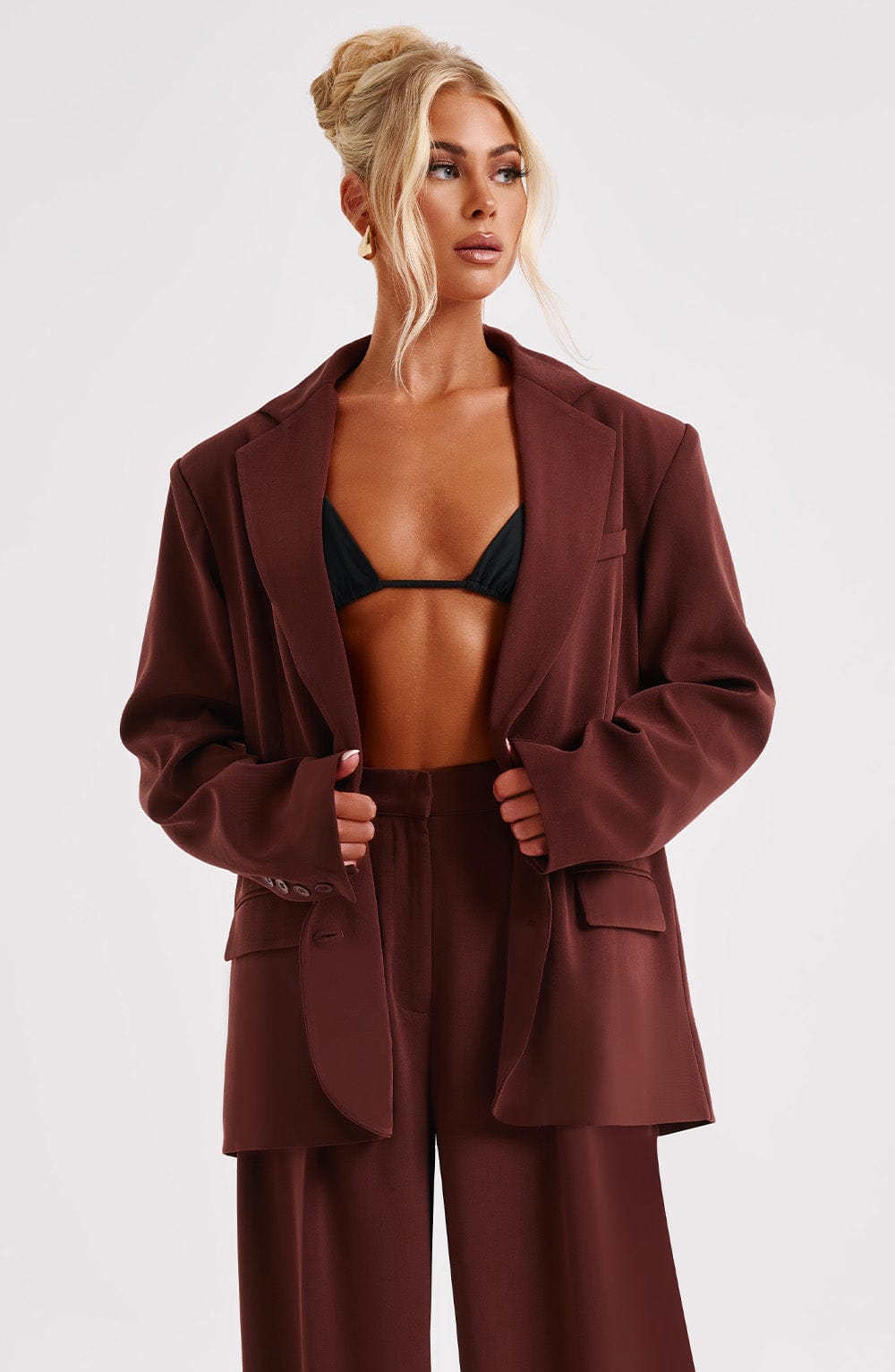 Noa Oversized Suit Jacket - Brown