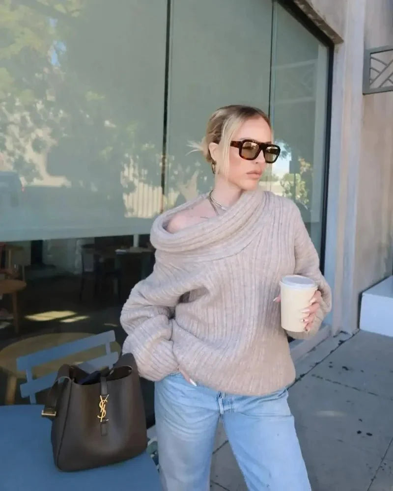 Off-Shoulder Knit Sweater