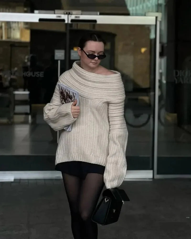 Off-Shoulder Knit Sweater