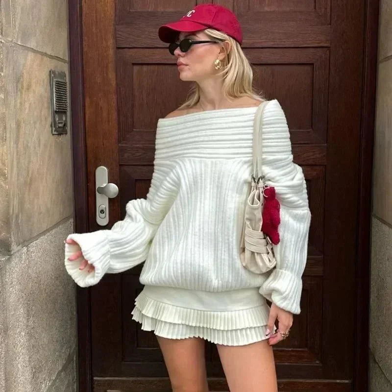 Off-Shoulder Knit Sweater