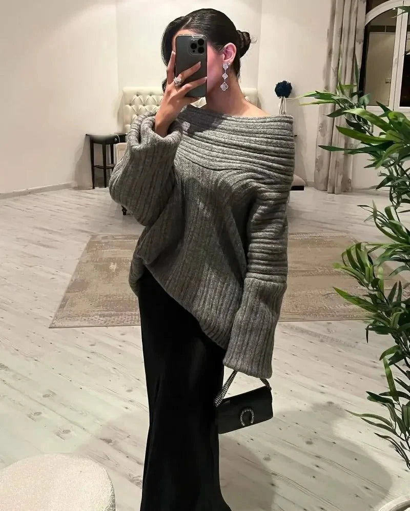 Off-Shoulder Knit Sweater