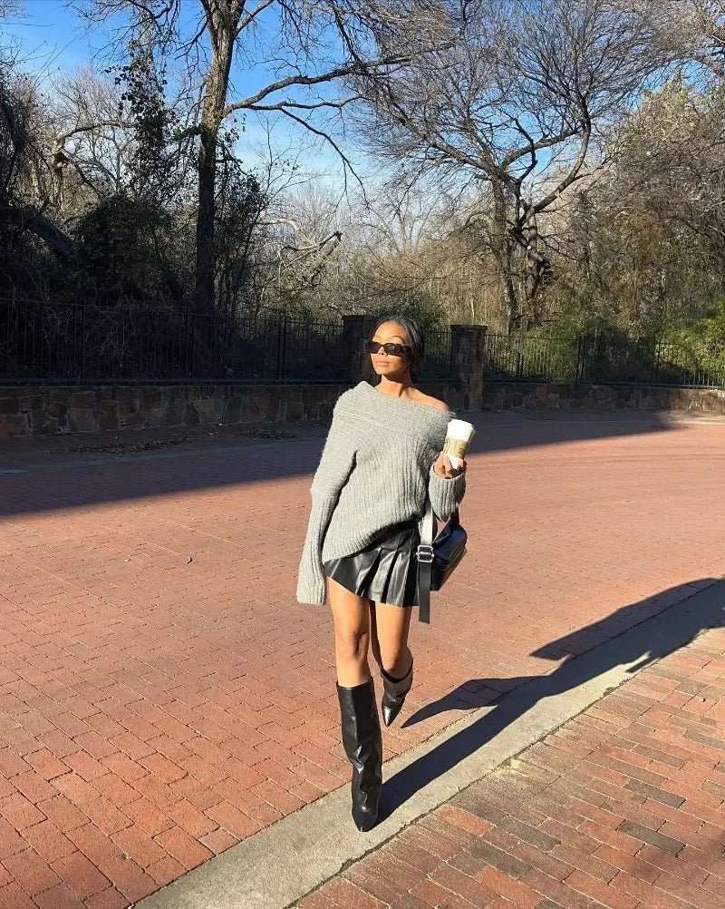 Off-Shoulder Knit Sweater