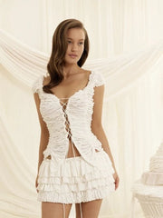 Off-Shoulder Lace-Up Tank Top