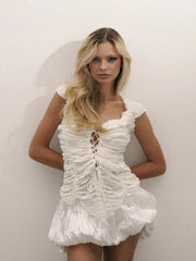 Off-Shoulder Lace-Up Tank Top