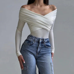 Off Shoulder Long Sleeve Bodysuit