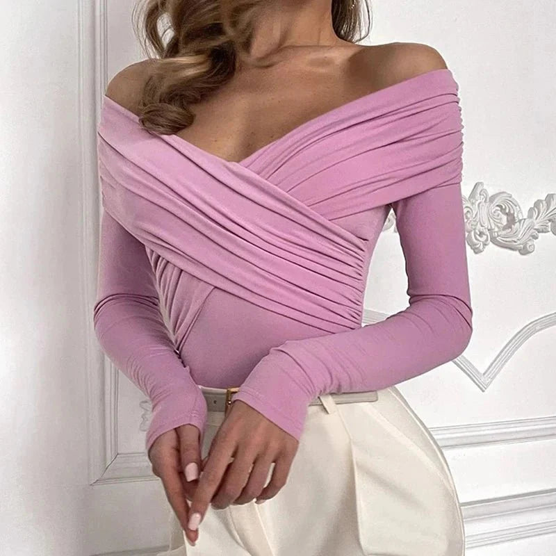 Off Shoulder Long Sleeve Bodysuit