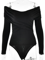 Off-Shoulder Ruched High-Waist Playsuit