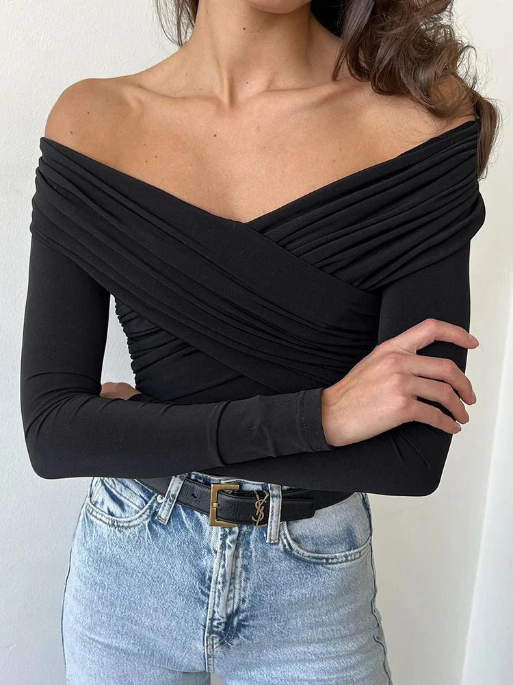 Off-Shoulder Ruched High-Waist Playsuit