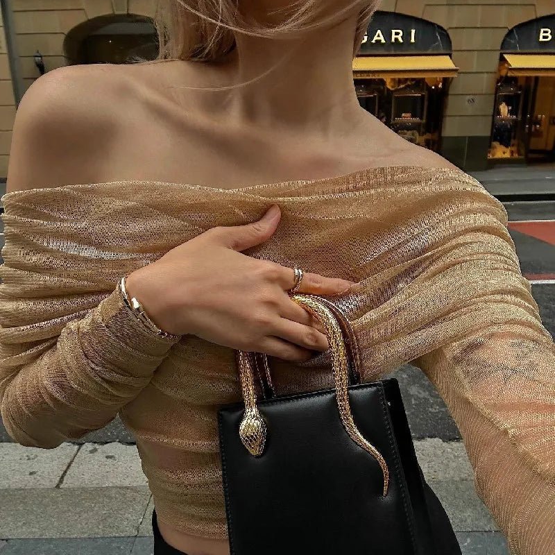 Off-Shoulder Slash-Neck Crop Top