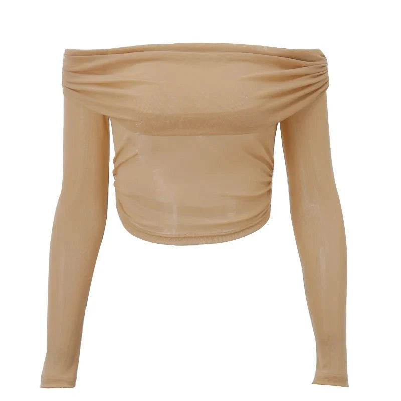 Off-Shoulder Slash-Neck Crop Top