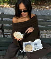 Off the Shoulder Elegant Knitwear Sweater