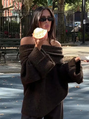 Off the Shoulder Elegant Knitwear Sweater