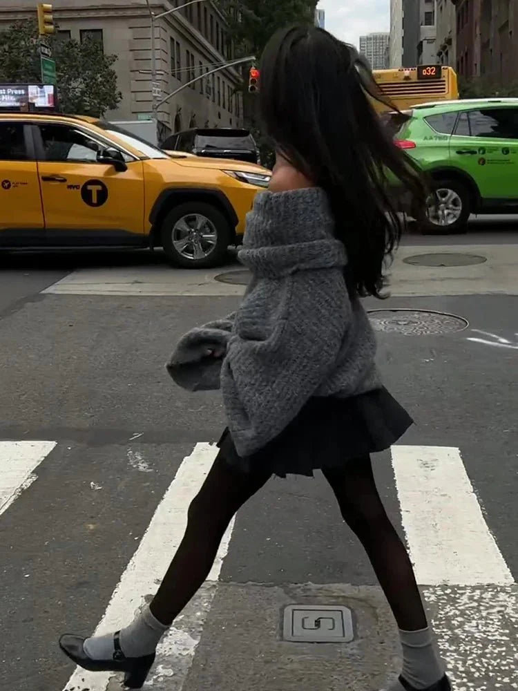 Off the Shoulder Elegant Knitwear Sweater