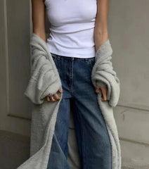 Oversize Long Solid Loose Knitted Cardigan