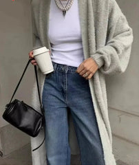 Oversize Long Solid Loose Knitted Cardigan