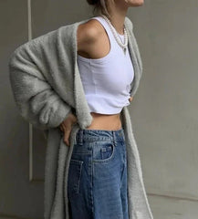 Oversize Long Solid Loose Knitted Cardigan