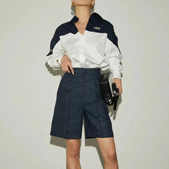 Patchwork Contrast Blouse Shirts