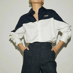 Patchwork Contrast Blouse Shirts