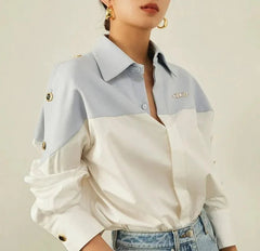 Patchwork Contrast Blouse Shirts