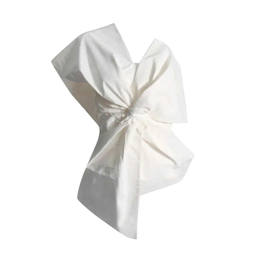 Patchwork Diagonal Collar Bow Tops
