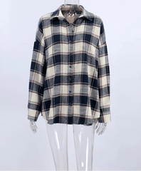 Plaid Cotton Long Sleeve Blouse