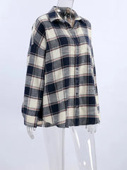 Plaid Cotton Long Sleeve Blouse