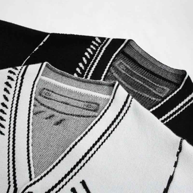 Print Graffiti Long Sleeve Knitted Cardigans Coat