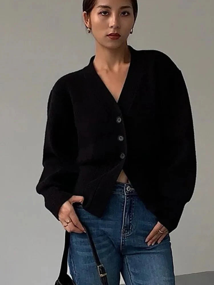 Puff Sleeve Knit Cardigan