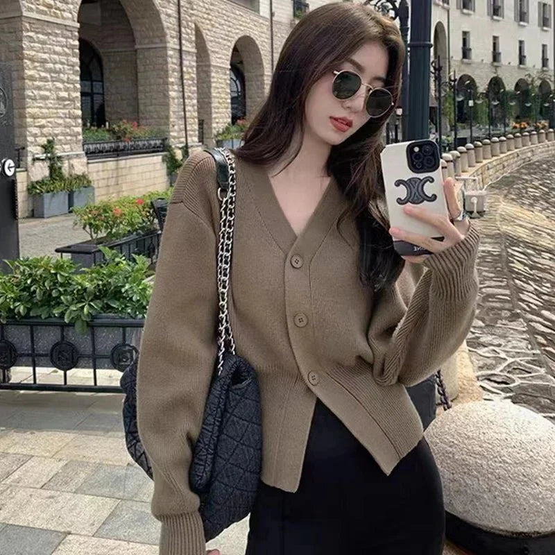 Puff Sleeve Knit Cardigan